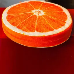 ME & YOU Orange Coloured Fruit Printed Round Shape Cushion-33