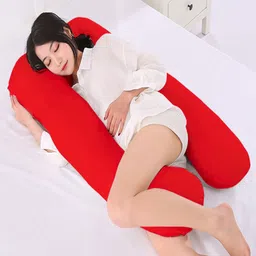 AVI Red U-Shaped Cotton Maternity Pillow With Removable Cotton Pillow Cover-image-36