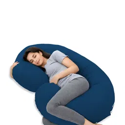 Mom's Moon Blue & White Cotton Fibre Filled Lightweight Maternity Pillow-image-78