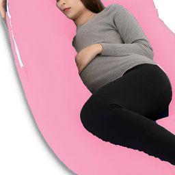 Mom's Moon Pink Cotton Lightweight Maternity G Shaped Pillow-image-106