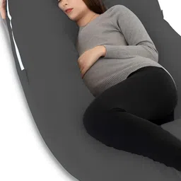 Mom's Moon Grey Cotton Lightweight Maternity  J Shaped Pillow-image-85