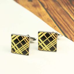 Tossido Men Yellow & Black Printed Cufflink-image-42