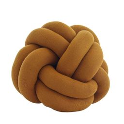Pluchi Mustard Brown Pure Cotton Knot Pillows-image-24