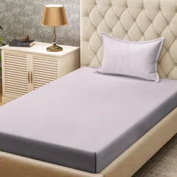 KLOTTHE Beige 300TC Single Bedsheet & 1 Pillow Covers-picture-15