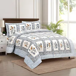 Kuber Industries Blue & White 160 TC Cotton King Bedsheet with 2 Pillow Covers-image-7
