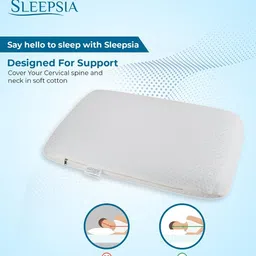 Sleepsia Set Of 2 White Solid Memory Foam Cervical Pillows image 5