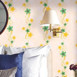 Jaamso Royals Yellow & Green Flower Printed Self Adhesive Wall Sticker-2