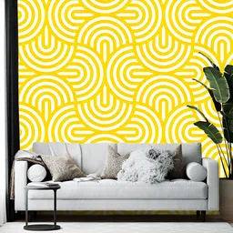Wallpics White & Yellow Abstract Printed Wallpaper-9
