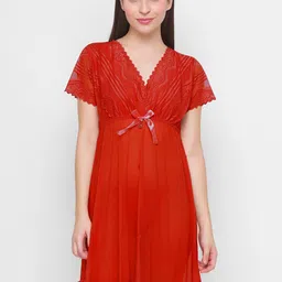 FashionRack Women Maroon Net Baby Doll-picture-6
