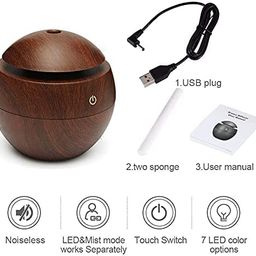 uniqshine FERFIX Humidifier Aroma Diffuser Ultrasonic Cool Mist Portable Mini Waterless Humidifiers, with Colourful Lights Auto-Shut Off Technology for Large Office Home Study & Spa (Multi-Colour) image 4