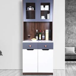 casacraft from pepperfry Zenith Crockery Unit in Columbian Walnut & Frosty White Finish-picture-18