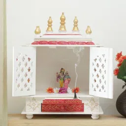india home wood White Sheesham Wood Floor Rested Mandir With Door-picture-26