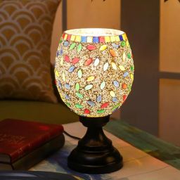 new era Red Glass Shade Table Lamp with Black Base-picture-24