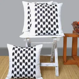 White PolyCanvas Abstract 16 x 16 Inches Cushion Cover (Set Of 3) By ANS-picture-25