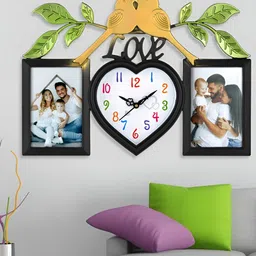 Attractionz Black & White Love Shaped Contemporary Wall Clock-picture-41