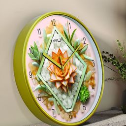 RANDOM Gold-Toned & White Printed Contemporary Wall Clock-27