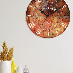 RANDOM Rustic Sparkling Brown & Beige Printed Contemporary Wall Clock image 1