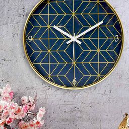 KOLOROBIA Blue & Yellow Geometric Printed Contemporary Analogue Wall Clock-image-16