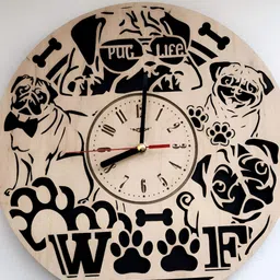 QEZNEF Beige & Black Textured Wooden Round Contemporary Wall Clock-12