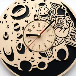 QEZNEF Beige & Black Textured Wooden Round Contemporary Wall Clock-15