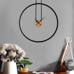 Aapno Rajasthan Black & Beige Contemporary Wall Clock-image-6