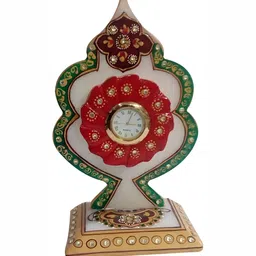INDIA MEETS INDIA White & Red Textured Vintage Table Clock-picture-14
