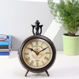 EXIM DECOR Victoria Brown Wooden Vintage Analogue Table Clock-image-15