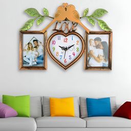 Attractionz Beige & White Heart Textured Geometric Contemporary Wall Clock-image-81