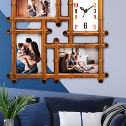Attractionz Beige Rectangle Shaped Photo Frame Contemporary Analogue Wall Clock-9