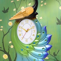 Attractionz Blue & Green Textured Contemporary Oval Shaped Wall Clock-image-90