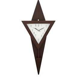 CHRONIKLE Brown & White Wooden Abstract Pendulum Traditional Wall Clock-image-89