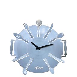 DIAMANTE A LA MODE Silver-Toned Contemporary Round Wall Clock-image-90