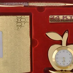 INTERNATIONAL GIFT 3-Pcs Gold-Plated Pen, Card Holder, Apple Clock Home Gift Sets-picture-57