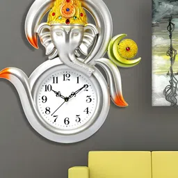 Attractionz Silver-Toned & Gold-Toned Textured Contemporary Round Analogue Wall Clock-image-79