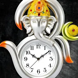 Attractionz Silver Toned Round Textured Traditional Analog Wall Clock-image-88