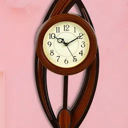 Attractionz Brown Round Traditional Pendulum Wall Clock-image-91
