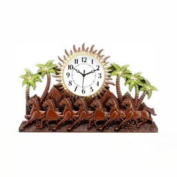 Attractionz Brown & White Textured Round Shaped Contemporary Wall Clock-image-71
