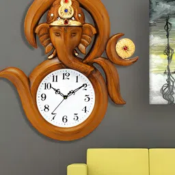 Attractionz Brown Round Shape Textured Analogue Contemporary Wall Clock-image-98
