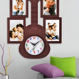 Attractionz Brown and White Round Analogue Contemporary Wall Clock-image-1