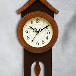 Attractionz Brown & White Round Shaped Contemporary Wall Clock-image-85