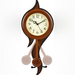 Attractionz Brown & Black Round Shaped Contemporary Pendulum Analogue Wall Clock-image-84