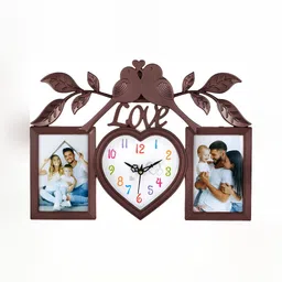 Attractionz Brown & White Heart-Shape Textured Analogue Contemporary Wall Clock-16