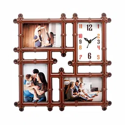 Attractionz Brown Textured Analog Rectangle Contemporary Wall Clock-image-99