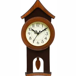 Attractionz Brown and White Round Analogue Contemporary Wall Clock-image-12