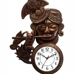 Attractionz CopperToned and White Round Textured Analogue Contemporary Wall Clock-image-4