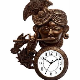 Attractionz Brown Textured Round Contemporary Wall Clock-12