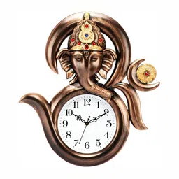Attractionz CopperToned and White Round Textured Analogue Traditional Wall Clock-image-69