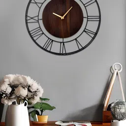 Aapno Rajasthan Black & Brown Analogue Contemporary Wall Clock-image-58