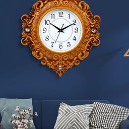 Attractionz Beige Round Shaped Textured Contemporary Analogue Wall Clock-image-19