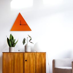 Crimson Knot Orange & Black Triangle  Contemporary Wall Clock-3